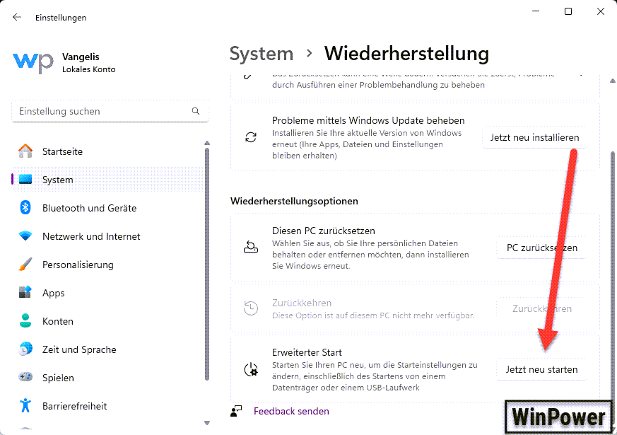 Erweiterter Start