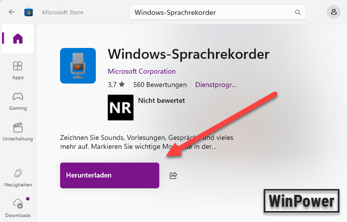 Microsoft Sprachrekorder in Windows 11